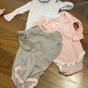 Burts bees pink 3 pack long sleep onesies
